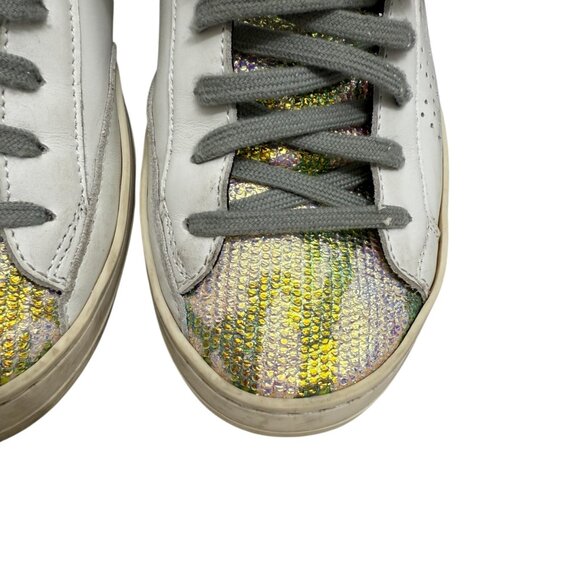 P488 John Low Top Made In Italy Distressed Lace Up Women's Sneaker size 37 / 7 - Picture 7 of 13